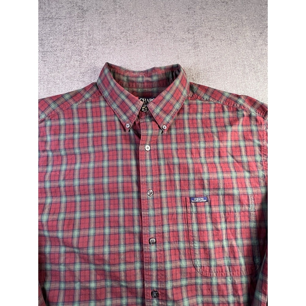 Vintage Chaps Ralph Lauren Shirt Men's XL‎ Plaid Check Button Down Preppy Casual